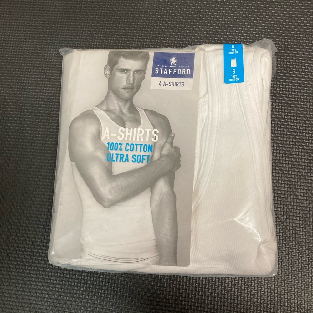 Stafford Ultrasoft Mens 4 Pack Sleeveless Tank Small White